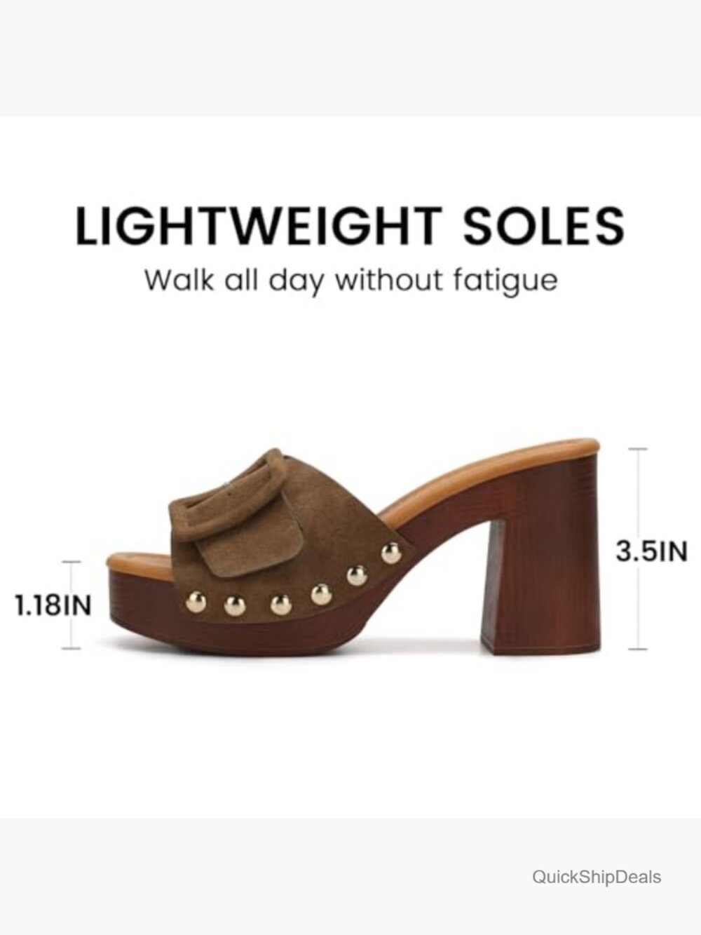 Women's Platform Chunky Heels Sandals Suede High Block Heeled Sandals Open Toe - Picture 5 of 7